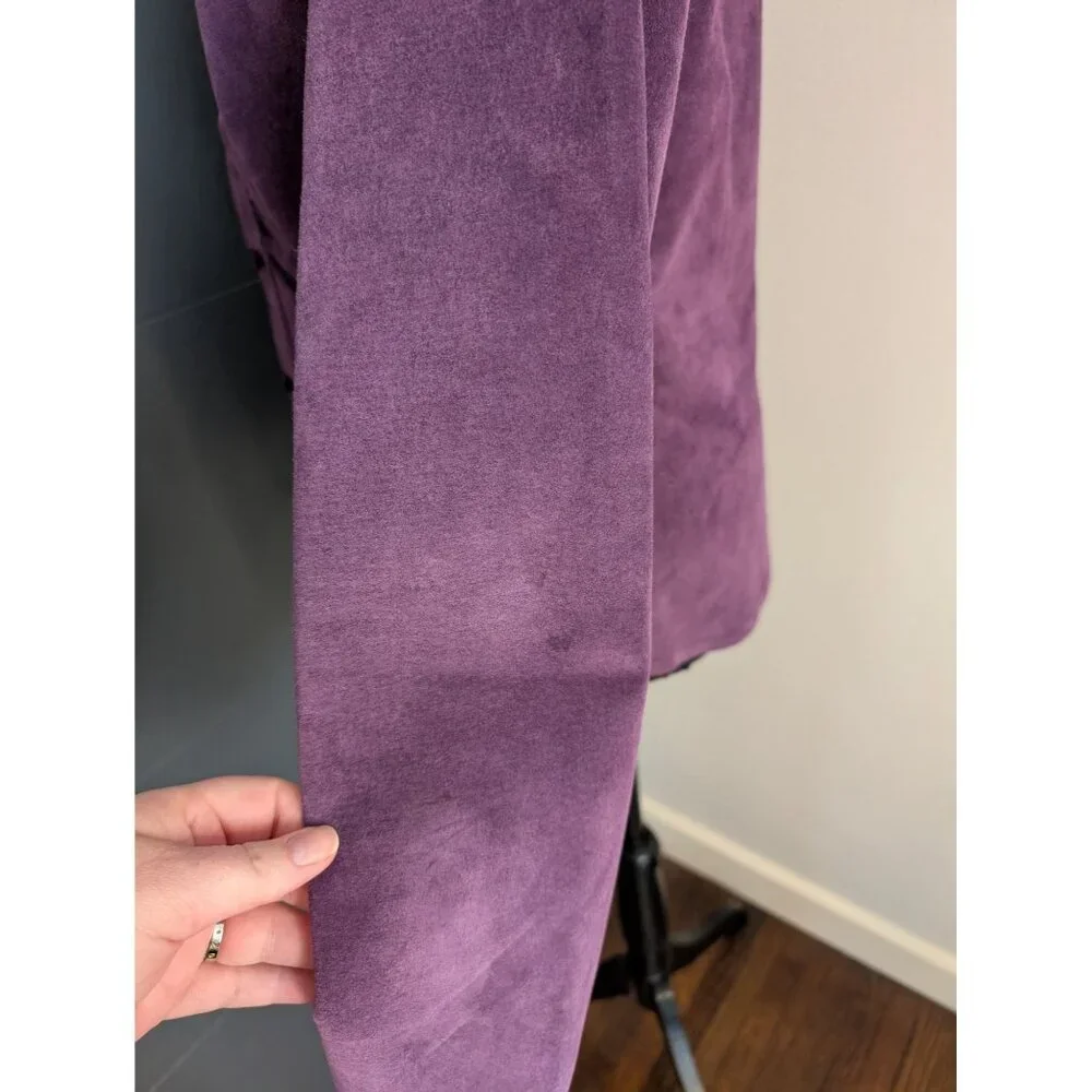 y2k‎ Revue Purple Suede Ruched Button Front Jacket - Medium